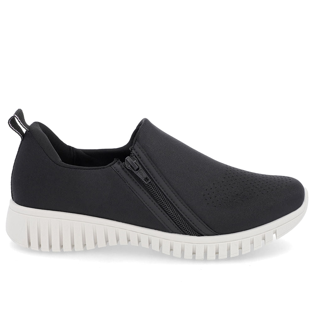 Tênis Slip On Elastano Zíper
