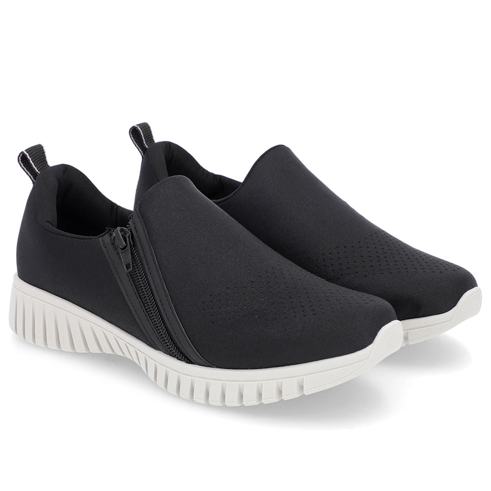 Tênis Slip On Elastano Zíper