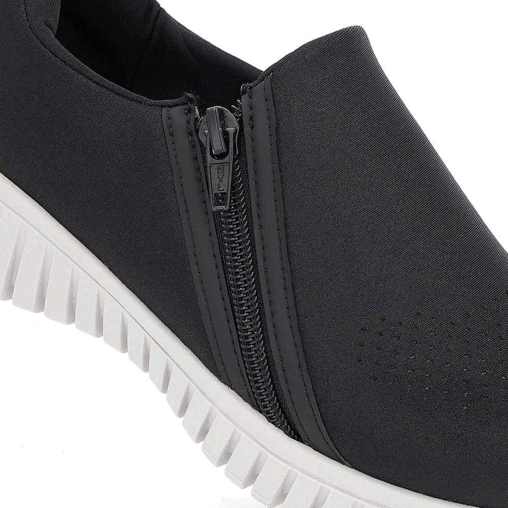 Tênis Slip On Elastano Zíper