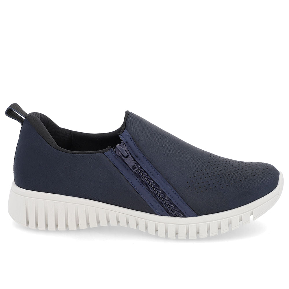 Tênis Slip On Elastano Zíper