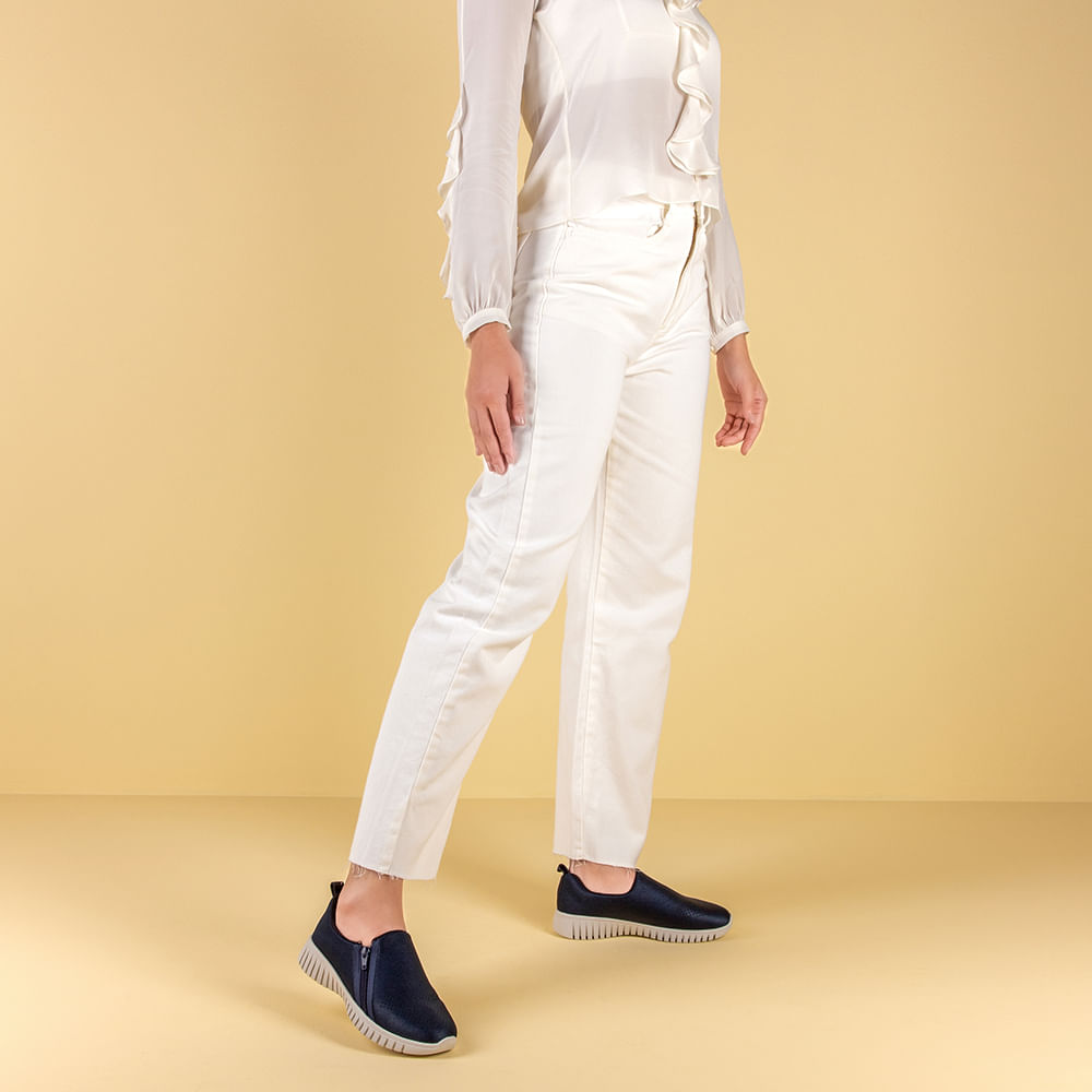 Tênis Slip On Elastano Zíper