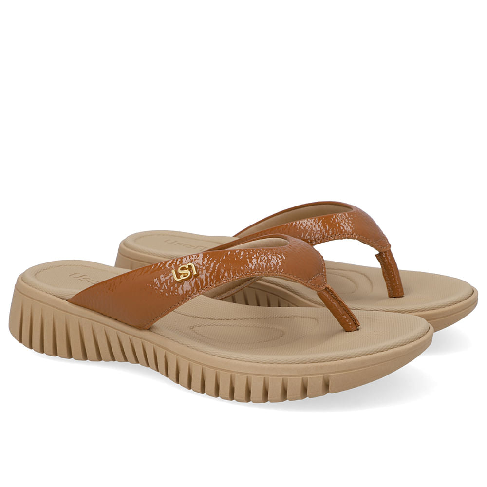 Chinelo Plataforma Couro