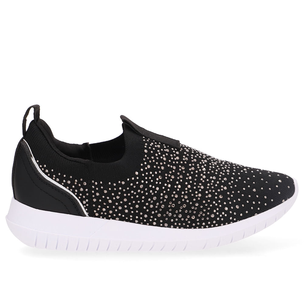 Tênis Slip On Tricot Strass