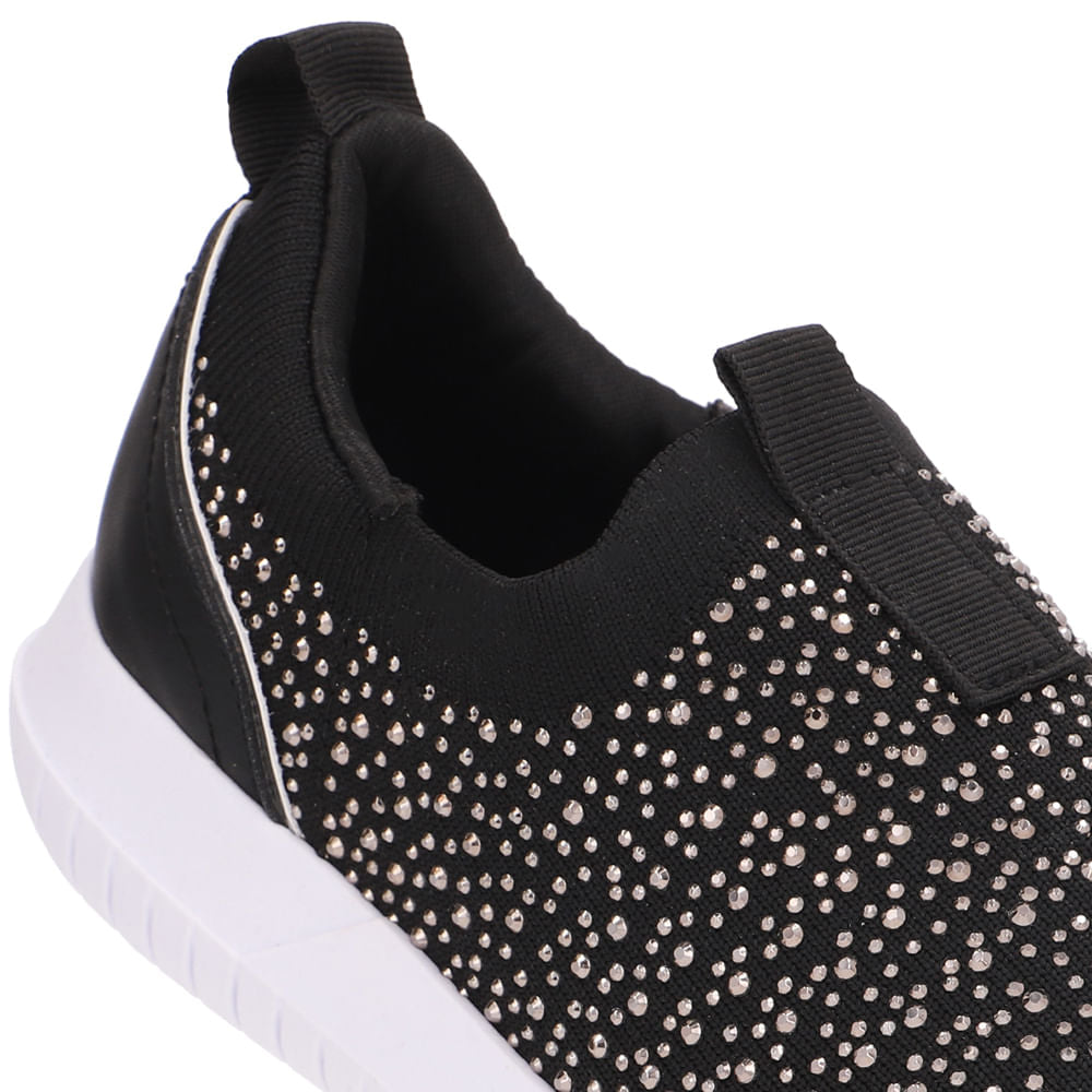 Tênis Slip On Tricot Strass
