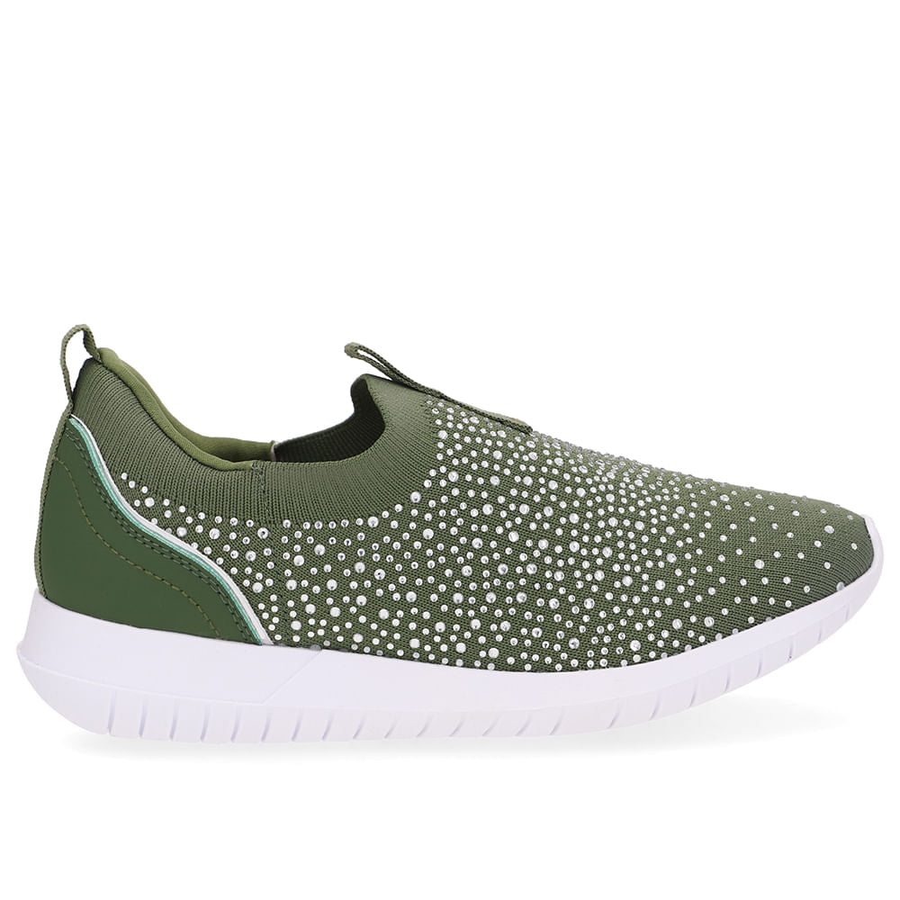 Tênis Slip On Tricot Strass