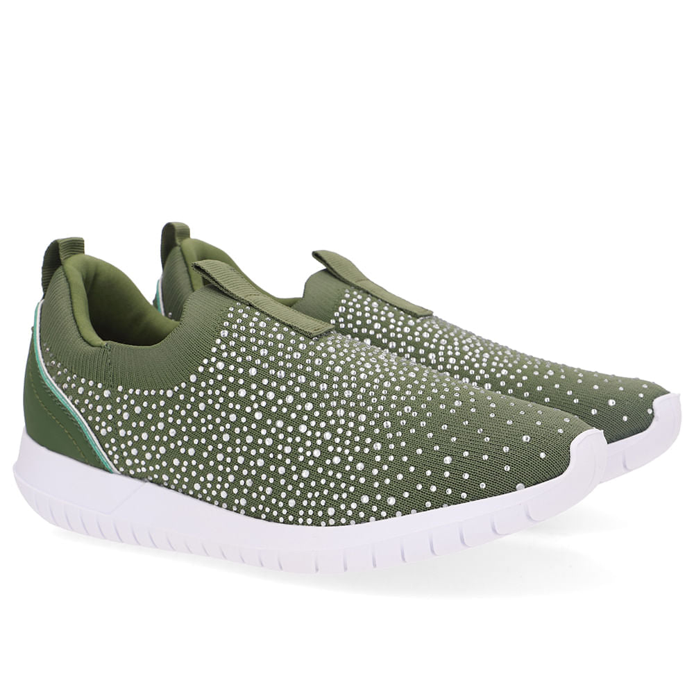 Tênis Slip On Tricot Strass
