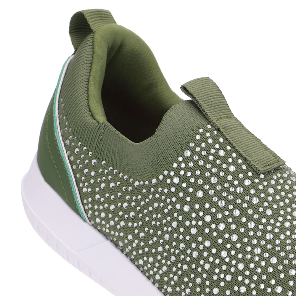 Tênis Slip On Tricot Strass