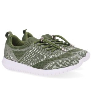 Tênis Slip On Tricot Cadarço Strass