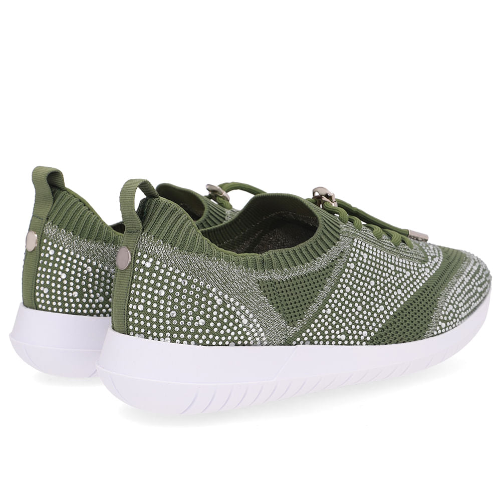 Tênis Slip On Tricot Cadarço Strass