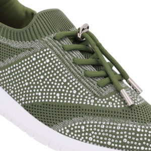 Tênis Slip On Tricot Cadarço Strass