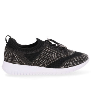 Tênis Slip On Tricot Cadarço Strass