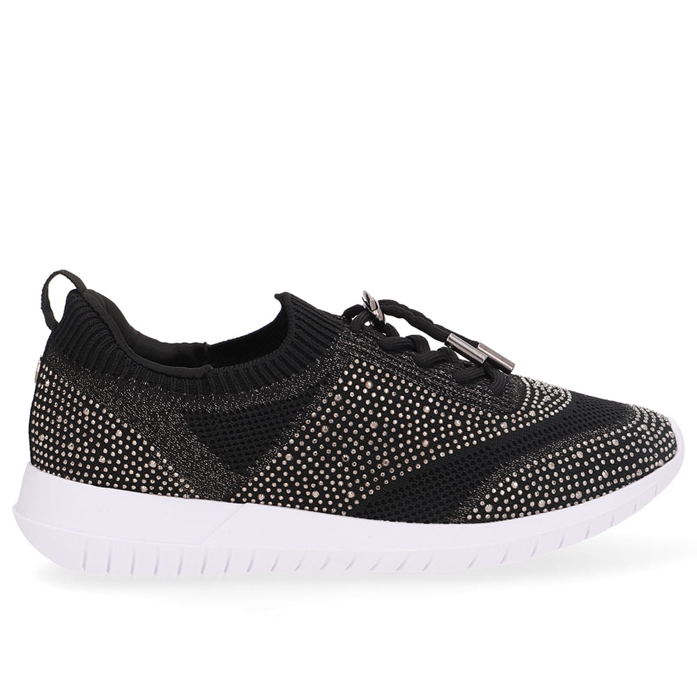 Tênis Slip On Tricot Cadarço Strass