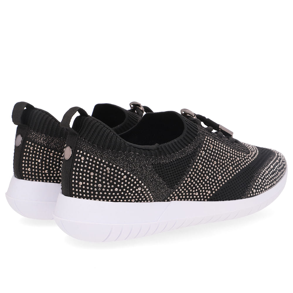 Tênis Slip On Tricot Cadarço Strass