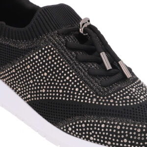 Tênis Slip On Tricot Cadarço Strass