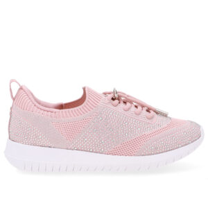 Tênis Slip On Tricot Cadarço Strass