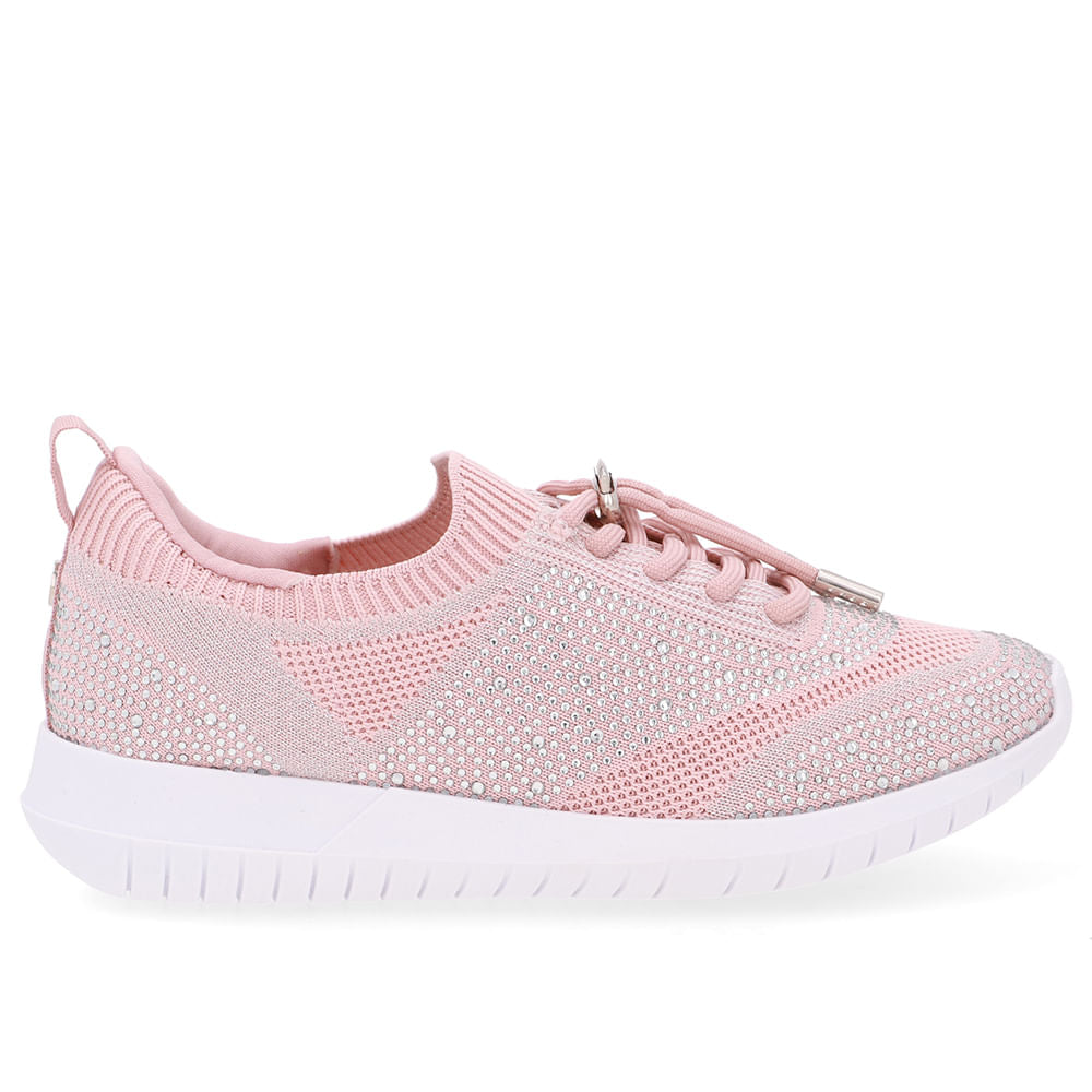 Tênis Slip On Tricot Cadarço Strass