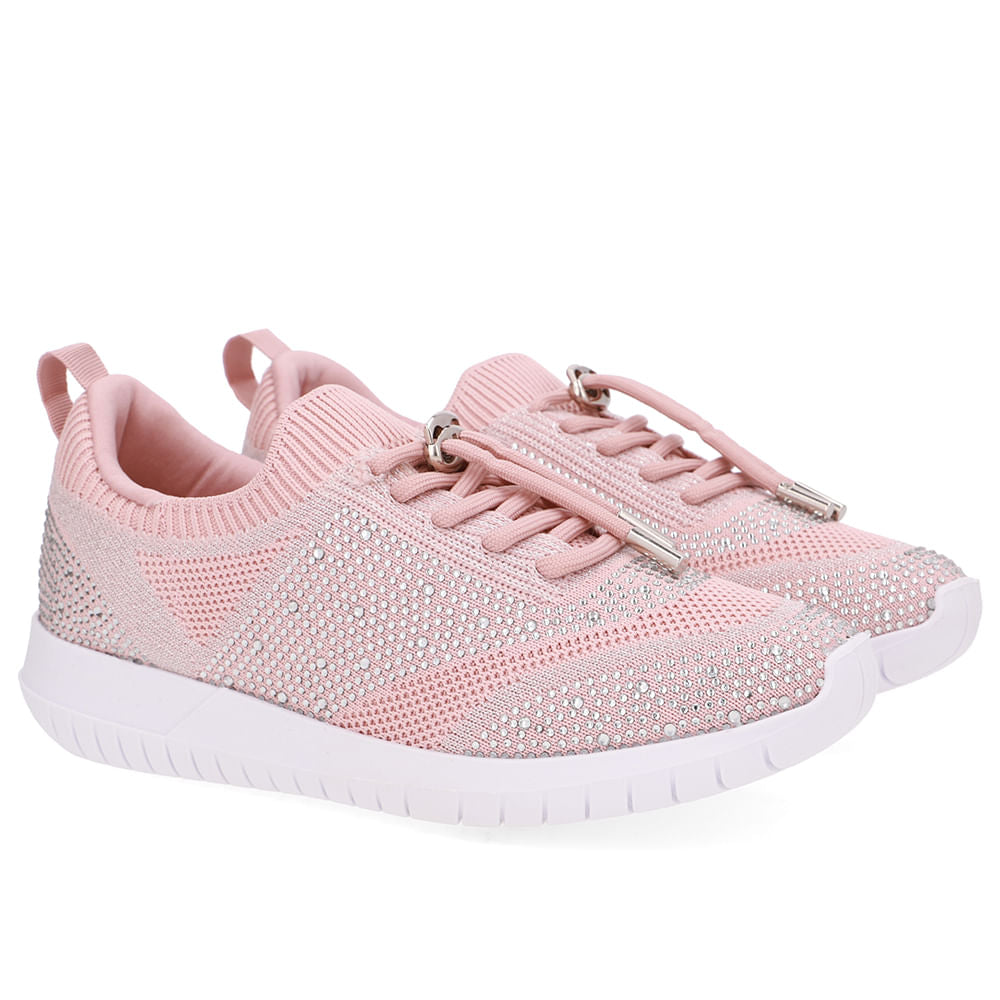 Tênis Slip On Tricot Cadarço Strass