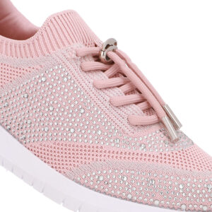 Tênis Slip On Tricot Cadarço Strass