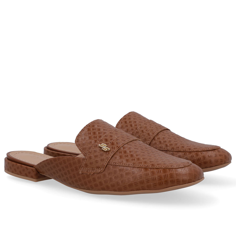 Mule Bico Redondo Couro