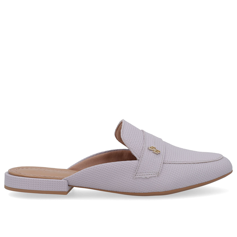 Mule Bico Redondo Couro