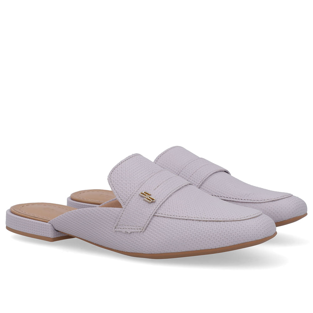 Mule Bico Redondo Couro