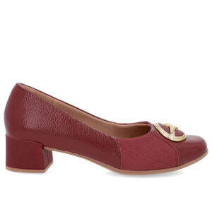 Scarpin Couro Detalhe Tecido Enfeite