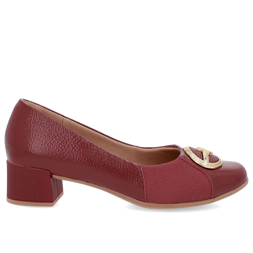 Scarpin Couro Detalhe Tecido Enfeite
