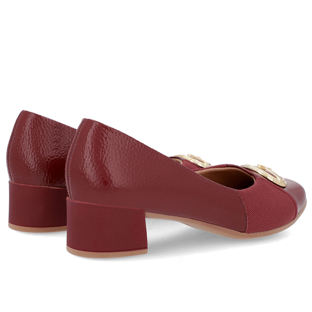 Scarpin Couro Detalhe Tecido Enfeite