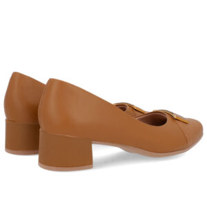 Scarpin Couro Bico Quadrado Enfeite
