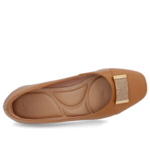Scarpin Couro Bico Quadrado Enfeite