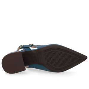 Slingback Salto Bloco Couro Tira Dupla Lateral