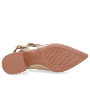 Slingback Salto Bloco Couro Tira Dupla Lateral