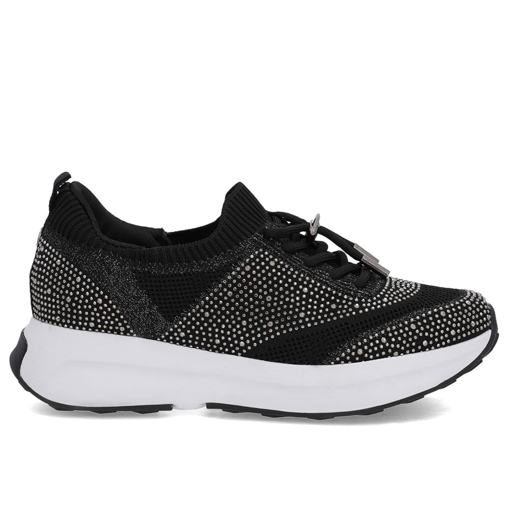 Tênis Cadarço Tricot Strass