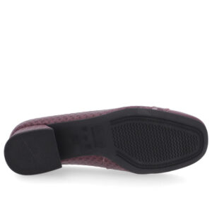 Scarpin Salto Bloco Couro Detalhe Fivela