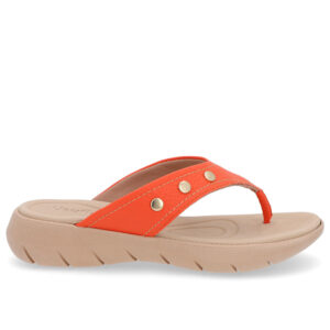 Chinelo Baixo Couro Enfeite Rebite