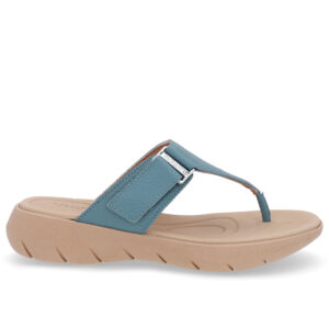 Chinelo Baixo Couro Petróleo Ajuste Fecho-Flex