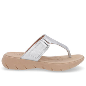 Chinelo Baixo Couro Petróleo Ajuste Fecho-Flex