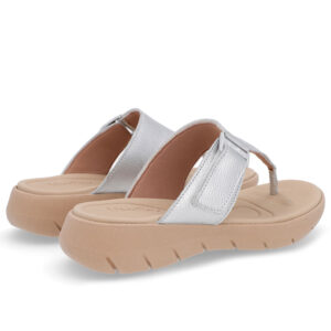 Chinelo Baixo Couro Petróleo Ajuste Fecho-Flex