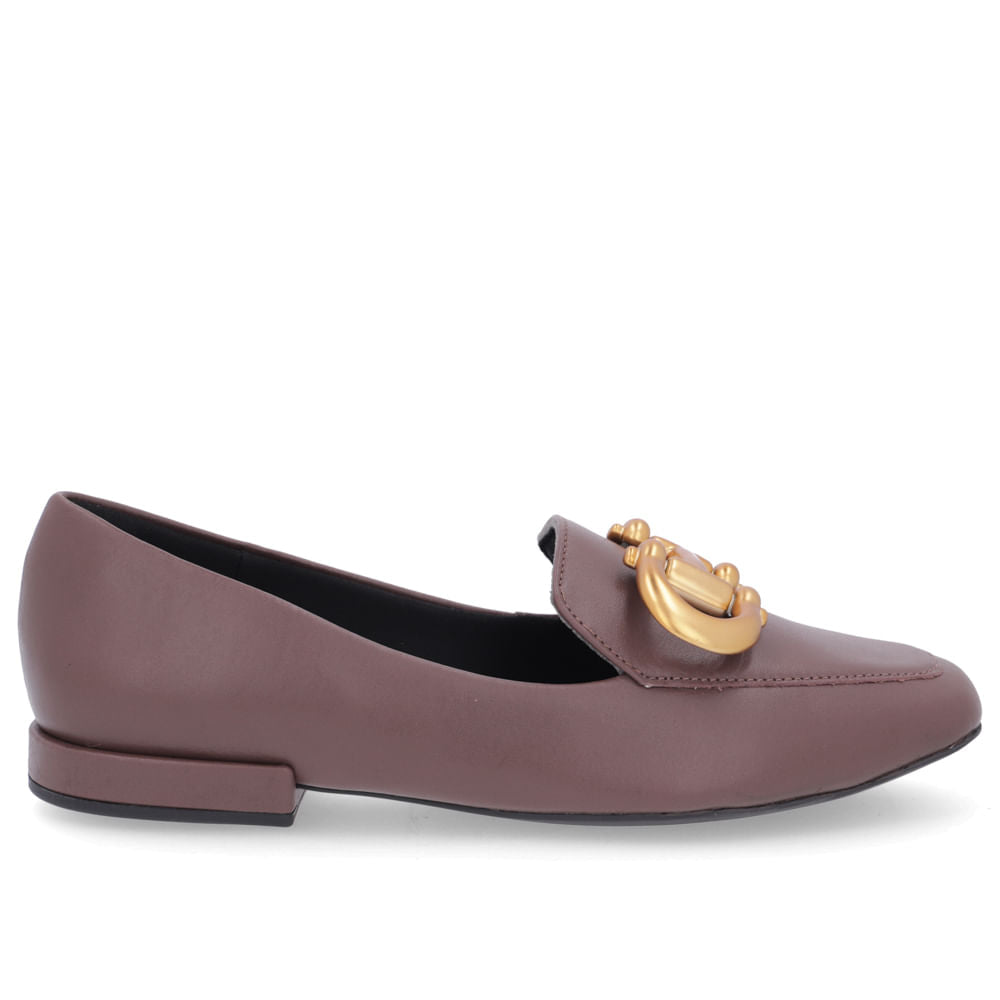 Loafer Couro Básico Enfeite Escovado