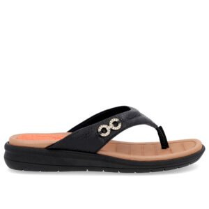 Chinelo Plataforma Couro Enfeite Brilho