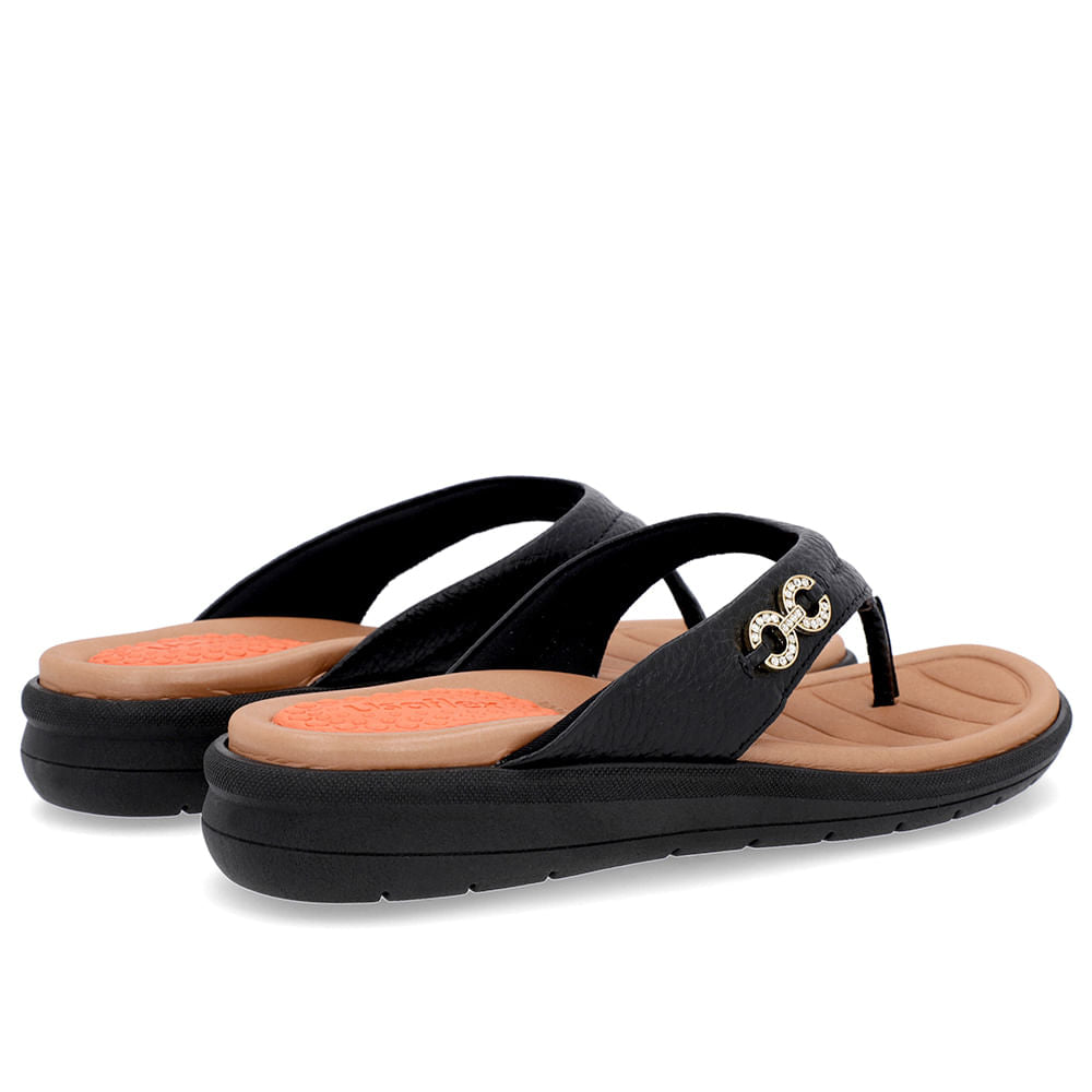Chinelo Plataforma Couro Enfeite Brilho
