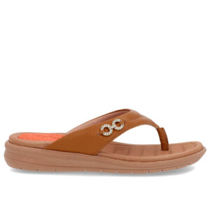 Chinelo Plataforma Couro Enfeite Brilho