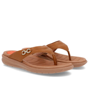 Chinelo Plataforma Couro Enfeite Brilho