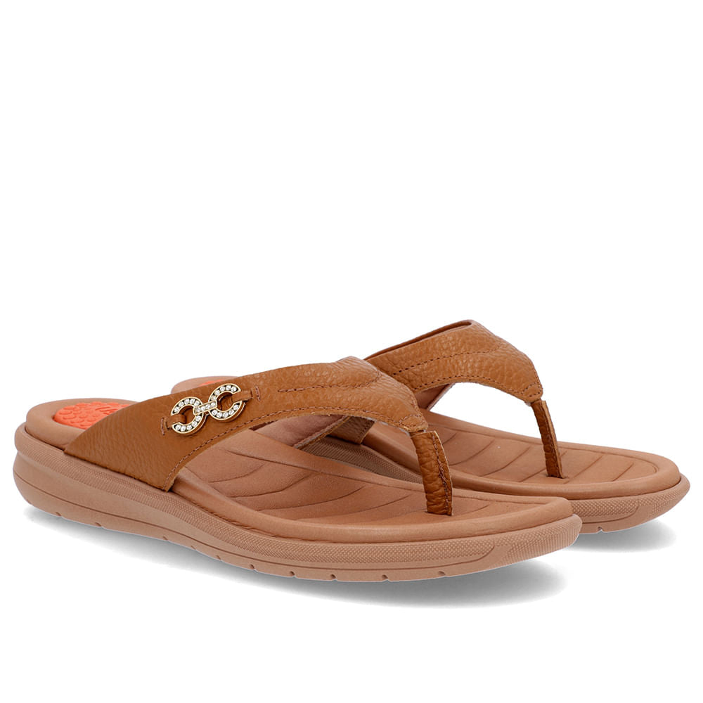 Chinelo Plataforma Couro Enfeite Brilho
