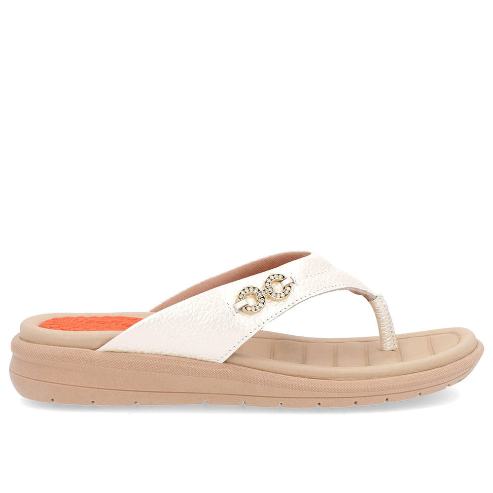 Chinelo Plataforma Couro Enfeite Brilho