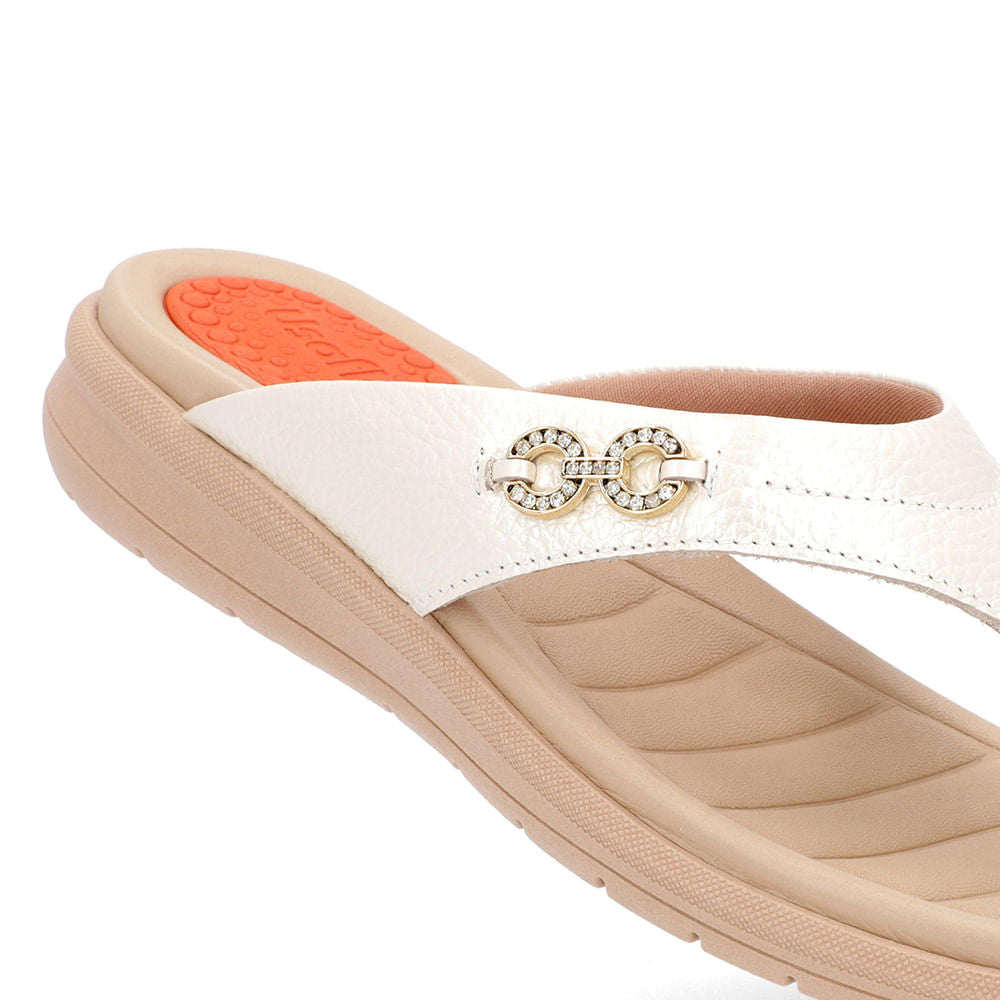 Chinelo Plataforma Couro Enfeite Brilho