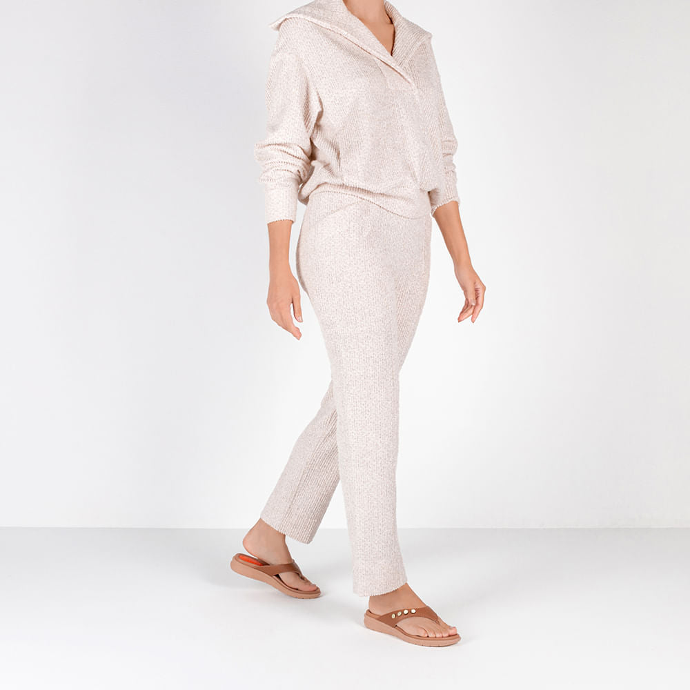 Chinelo Plataforma Couro