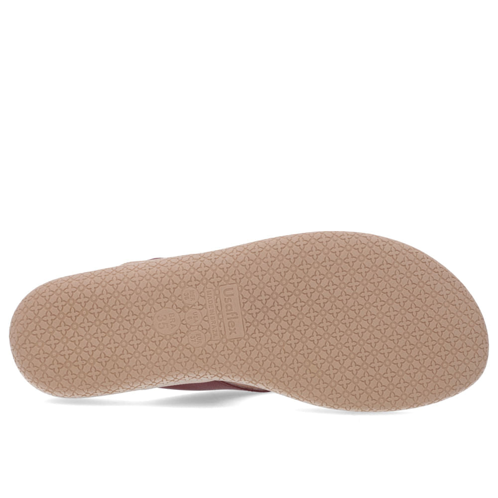 Chinelo Salto Baixo Couro Enfeite