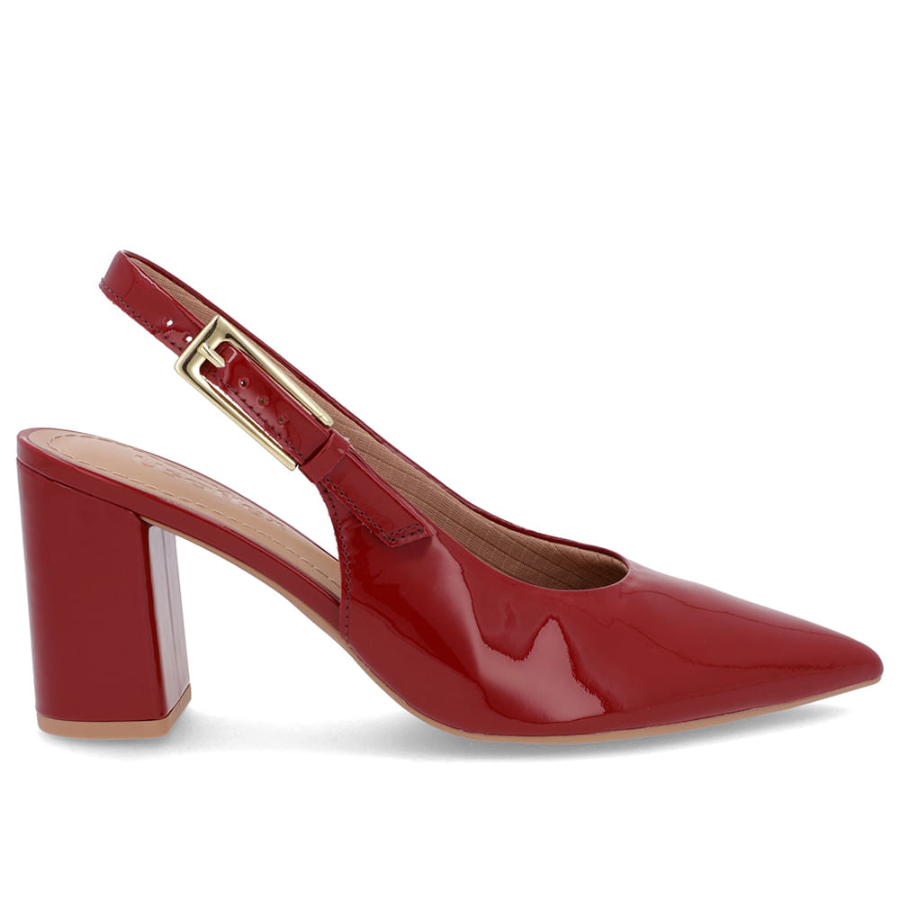 Slingback Casual Salto Bloco Verniz