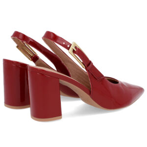 Slingback Casual Salto Bloco Verniz